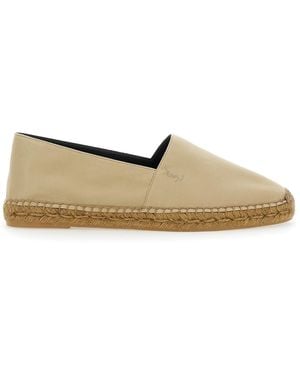 Saint Laurent Espadrilles With Cassandre Embroidery Cotton Shoe - Natural