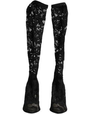 Dolce & Gabbana Black Pumps Taormina Lace Socks Boots Shoes