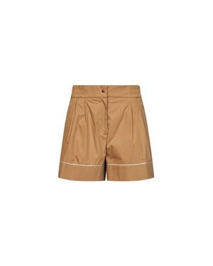 Moncler Cotton Blend Tailored Shorts - Natural