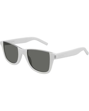 Saint Laurent Sunglasses Square Full Rim, Ivory Frame And Lens Sl51Cut003 - Grey