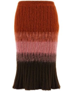 Fendi Wool And Mohair Ombré Skirt - Red
