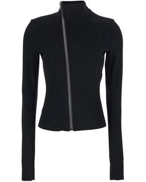 Rick Owens 'Gary' Jacket With High Neck And Asymmetric Zip Closure - Blue