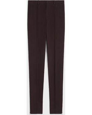 Celine Pantalon Slim En Laine Gabardine Chocolat Trousers - Brown