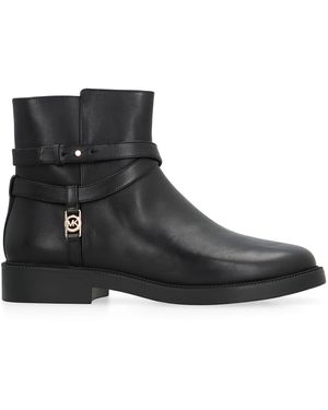 MICHAEL Michael Kors Abigail Leather Ankle Boots - Black