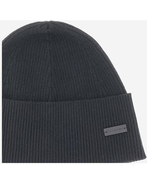 Saint Laurent Cashmere Beanie With Logo Hat - Black