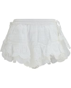 Isabel Marant Puria Shorts With Ruffles Cotton Bermuda - White