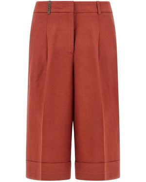 Peserico Linen Viscose Bermuda Shorts - Red