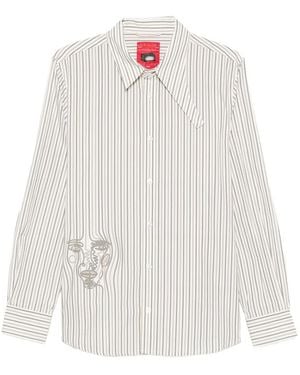 Kidsuper Embroidered Face Striped Cotton Shirt - White