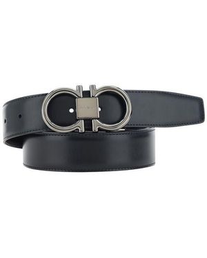 Ferragamo Black Calf Leather Bos Taurus Regular Belt - Multicolour