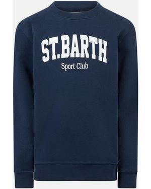 MC2 Saint Barth Boy Sweatshirt Bobby With St. Barth Sport Club Print - Blue