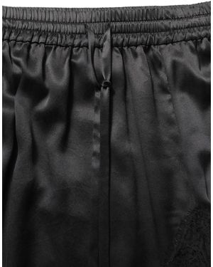 Dolce & Gabbana Black Lace Trimmed Satin Side Slit Skirt