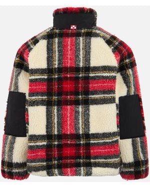 MC2 Saint Barth Girl Sherpa Jacket With Tartan Print - Red