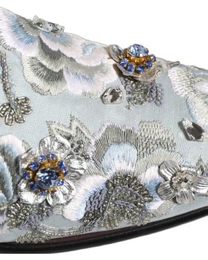 Dolce & Gabbana Floral Embellished Loafers Shoes Leather - Metallic