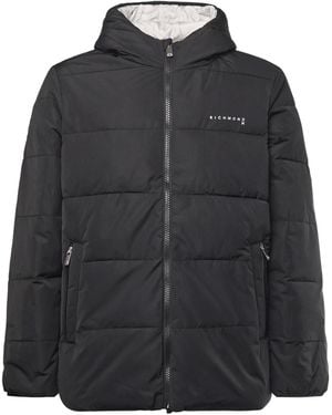 RICHMOND Reversible Down Jacket With Hood And Logo - Black