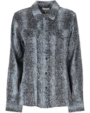 Ganni Snake Printed Shirt - Grey