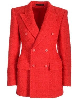 Balenciaga Tweed Blazer Jacket - Red