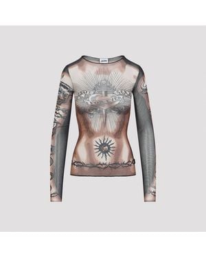 Jean Paul Gaultier Safe Sex Tattoo Top - Grey