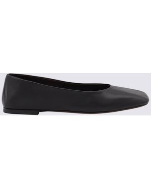 The Row Leather Ballerina Shoes - Black