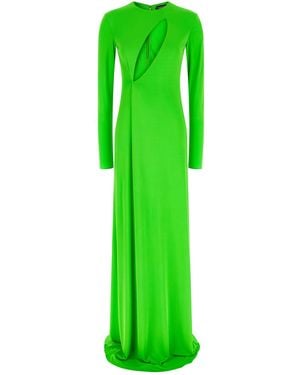 Tom Ford 'Long Sleeve Slash Front Evening' Dress - Green