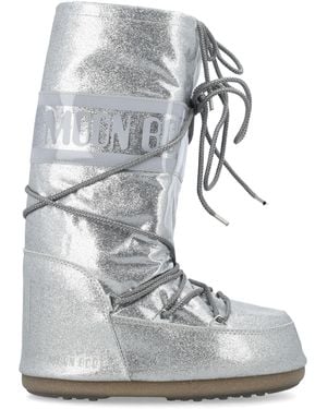 Moon Boot Icon High Glitter Boots Upper - Gray