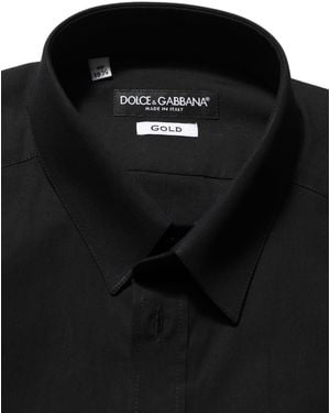 Dolce & Gabbana Cotton Stretch Fit Dress Shirt Elastane - Black