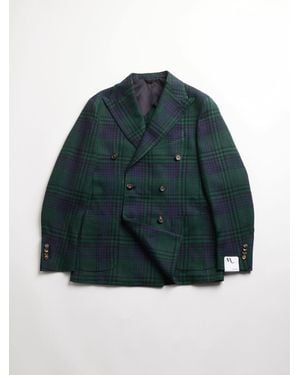 Doppiaa Aaradeo Tartan Double-Breasted Jacket - Green