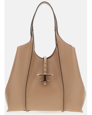 Tod's Medium Tote Bag T Timeless - Natural