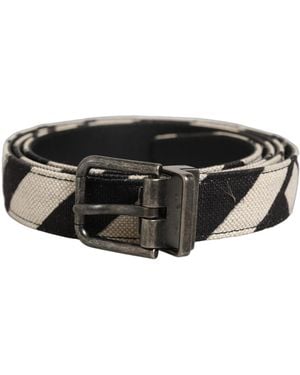 Dolce & Gabbana Ivory Tone Metal Buckle Belt, Canvas - Black