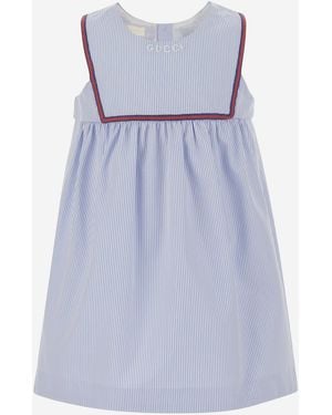 Gucci Cotton Dress With Logo - Blue
