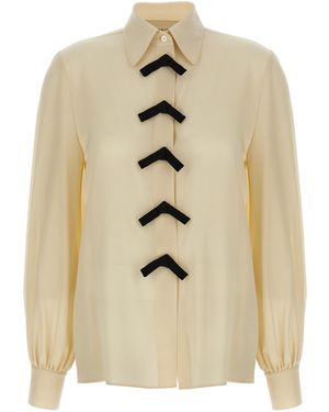 Valentino Garavani Bow Shirt Silk Shirt, Blouse - Natural
