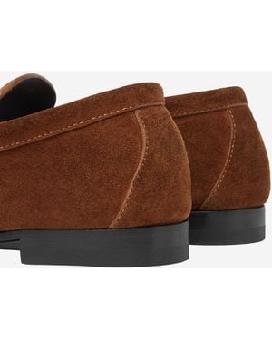 Versace Suede Loafers With Medusa Detail Calf Leather - Brown