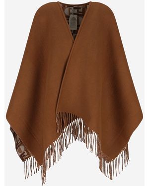 Fendi Wool And Cashmere Cape Capes - Brown