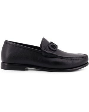 Ferragamo Crown Leather Loafers - Black