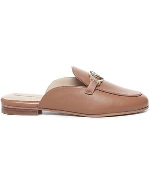 Liu Jo Logo Leather Slippers - Brown