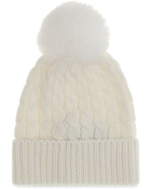 Moncler Pom-Pom Beanie Virgin Wool Fleece (Ovis Aries) Hat - White