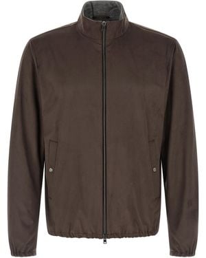Herno Suede Effect Jacket - Brown