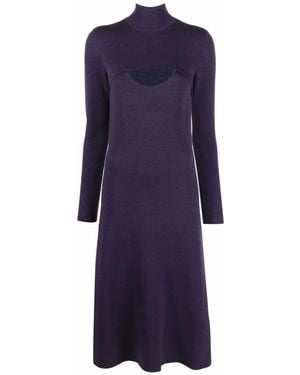Ferragamo Lamé Wool Midi Dress - Purple