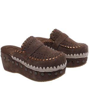 Mou Sandals Suede Leather/Rubber Sole - Brown