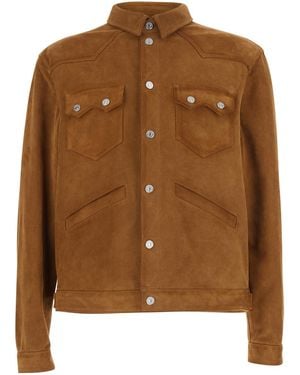 DSquared² Suede Jacket With Classic Collar And Front Pockets For Outerwear - Brown
