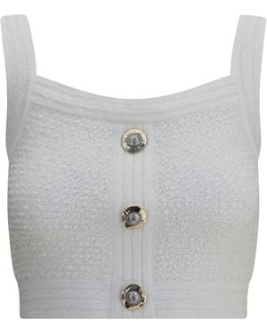 Balmain Tweed Crop Top - Grey