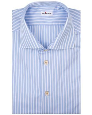 Kiton Shirt With Light Stripes - Blue