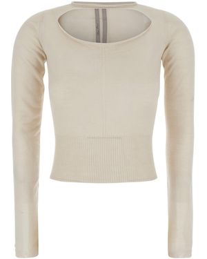 Rick Owens Cropped Cashmere Jumper, Tops - White