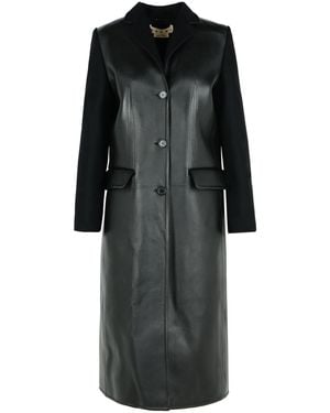 Marni Leather And Virgin Wool Coat - Black