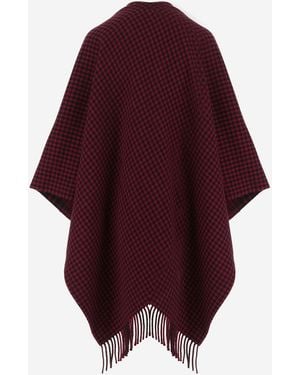Woolrich Wool Cape With Check Pattern Jacket - Red