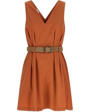 Brunello Cucinelli Cotton Short Dress - Orange