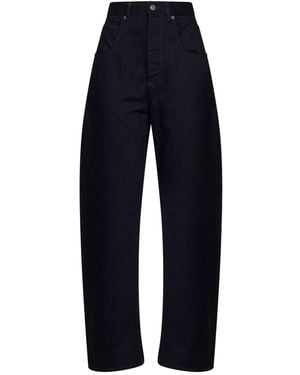 Bottega Veneta Dark Cotton Denim Curved Leg Jeans - Blue