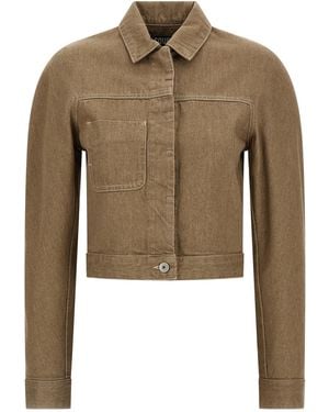 Jacquemus La Veste Ovalo Cargo Jacket Cotton Down Jacket, Parka, Casual - Brown