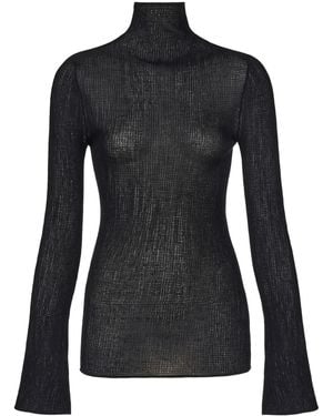 Ferragamo Long Sleeves Round-Neck - Black