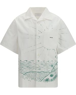 Prada Oversized Wave Print Shirt Cotton - White