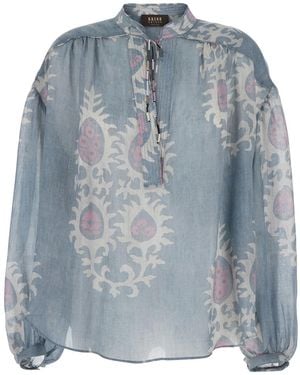 Bazar Deluxe Shirt With Drawstring Closure And All-Over Print - Blue